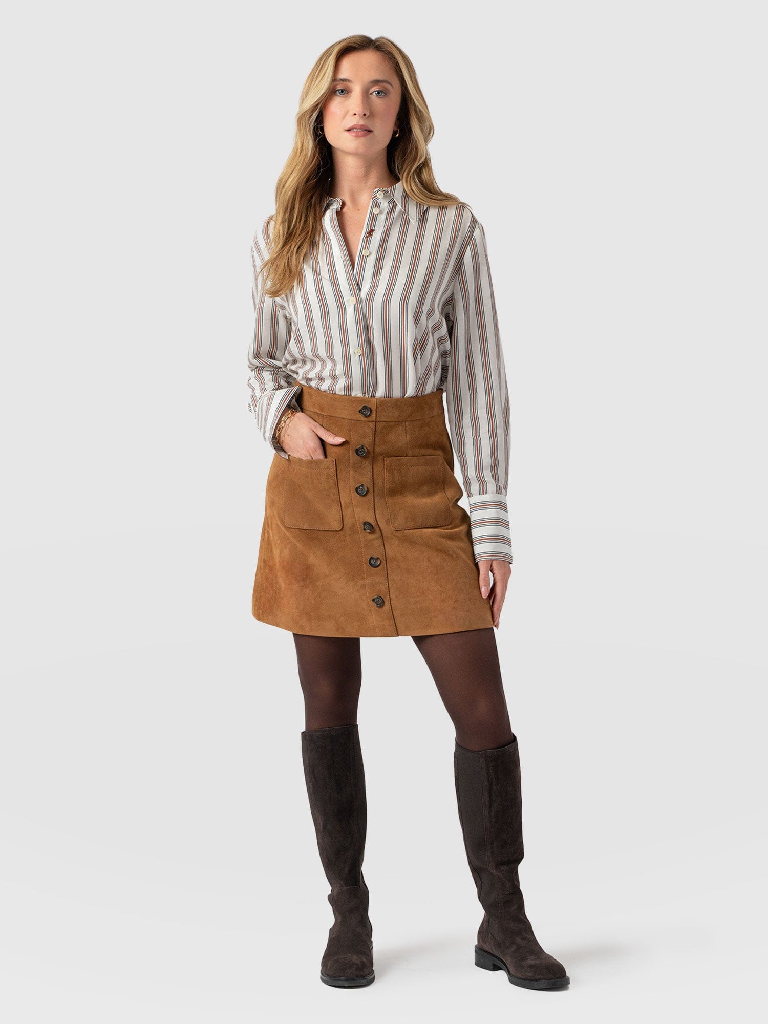 Luther Suede Mini Skirt - Camel - Women's Skirts | Saint + Sofia® US